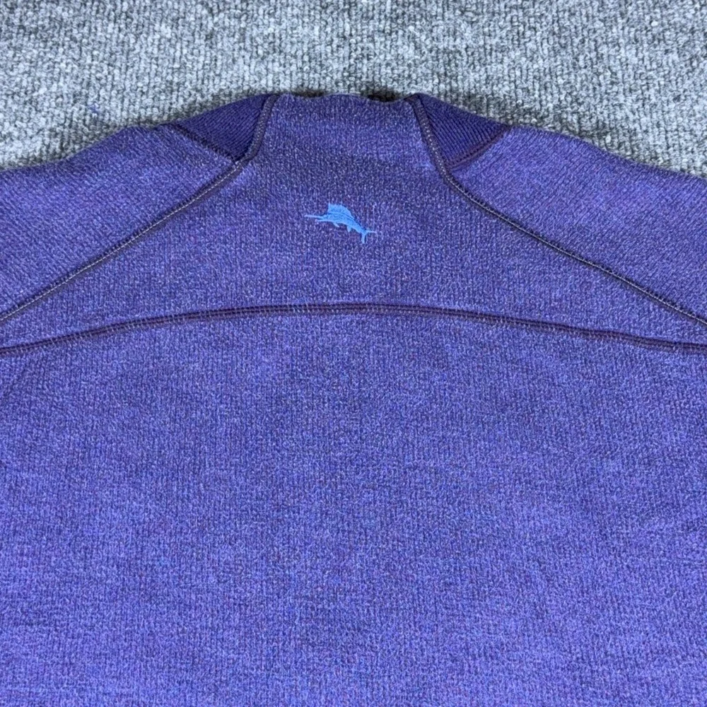 Tommy Bahama Mens 1/4 Zip Pullover Sweater Purple Heathered XL